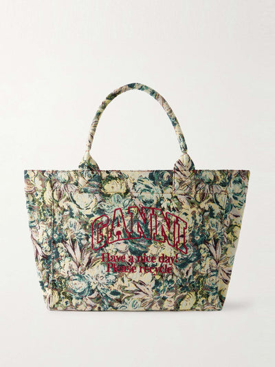Ganni Shopper XXL reversible embroidered jacquard tote at Collagerie