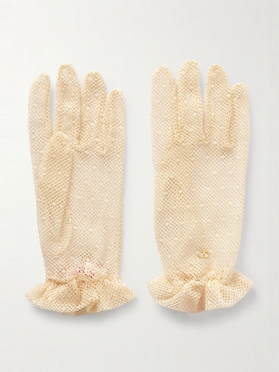 Valentino Garavani Embellished cotton-blend fishnet gloves at Collagerie