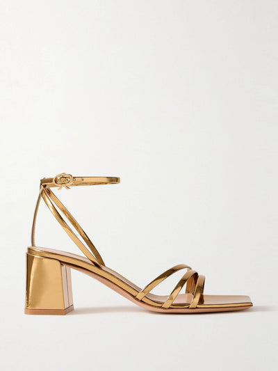 Gianvito Rossi Metal 55 metallic patent-leather sandals at Collagerie