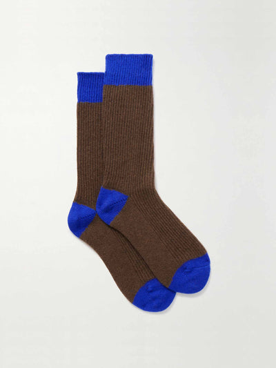 Guest In Residence Two-tone ribbed cashmere socks at Collagerie