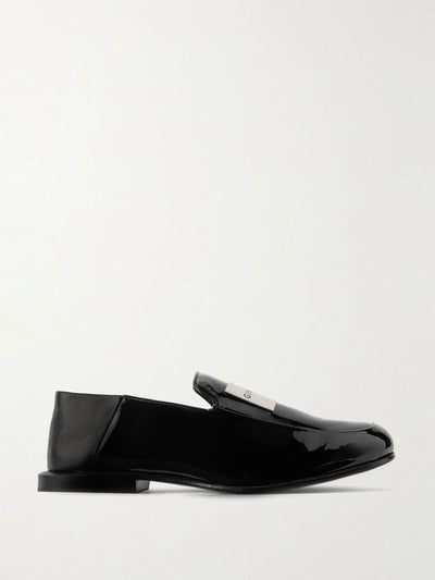 Givenchy Collapsible-heel appliquéd patent-leather loafers at Collagerie