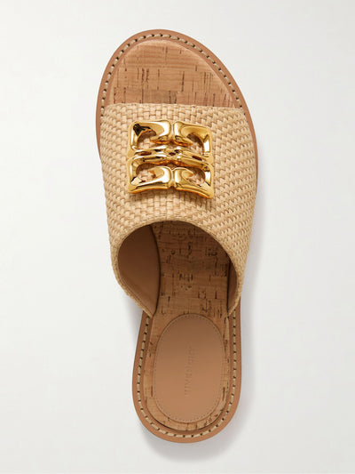 Givenchy 4G Liquid logo-embellished raffia slides at Collagerie