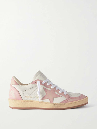 Golden Goose Pink Ball Star distressed leather sneakers at Collagerie