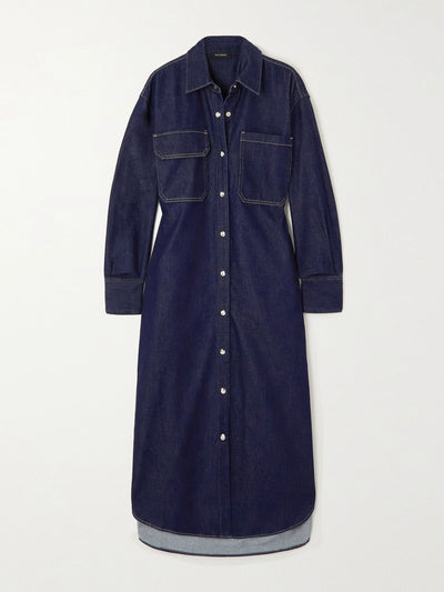 Goldsign Navy denim shirt dress at Collagerie