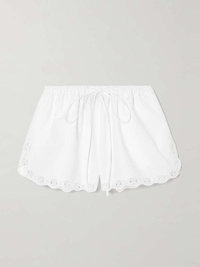 Gucci Broderie anglaise and tulle-trimmed cotton-poplin shorts at Collagerie