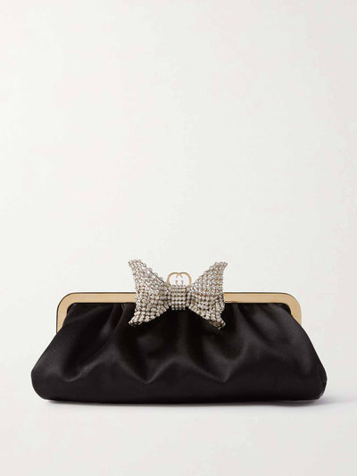 Gucci Black crystal-embellished satin clutch at Collagerie