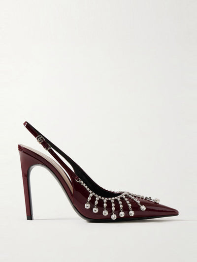 Gucci Crystal-embellished patent-leather slingback pumps at Collagerie