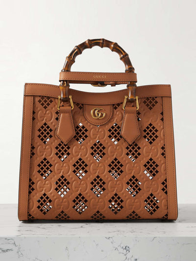 Gucci Diana debossed laser-cut leather tote at Collagerie