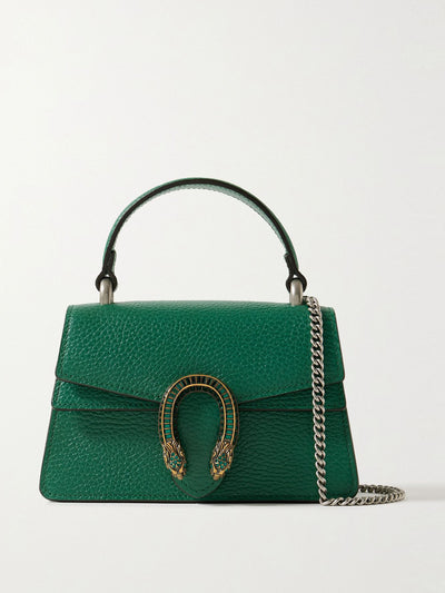 Gucci Dionysus mini embellished textured-leather tote in green at Collagerie