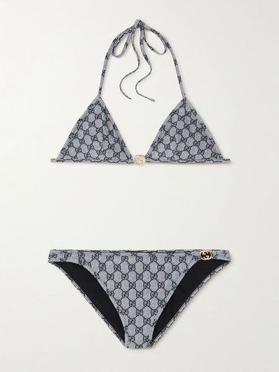 Gucci Embellished printed triangle bikini at Collagerie