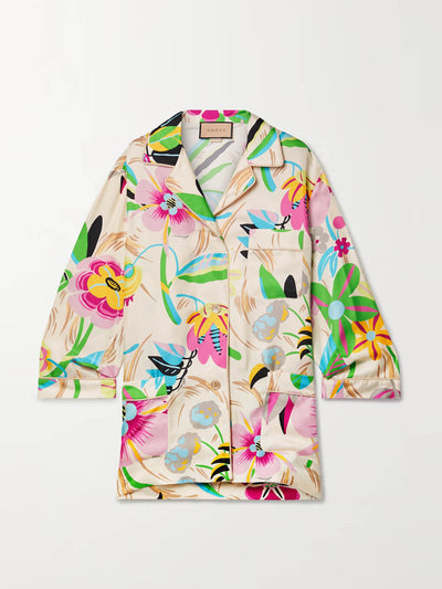 Gucci Floral-print silk-twill shirt at Collagerie