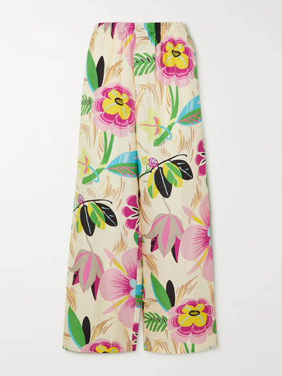 Gucci Floral-print silk-twill wide-leg pants at Collagerie