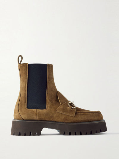 Gucci Horsebit-detailed suede Chelsea boots at Collagerie