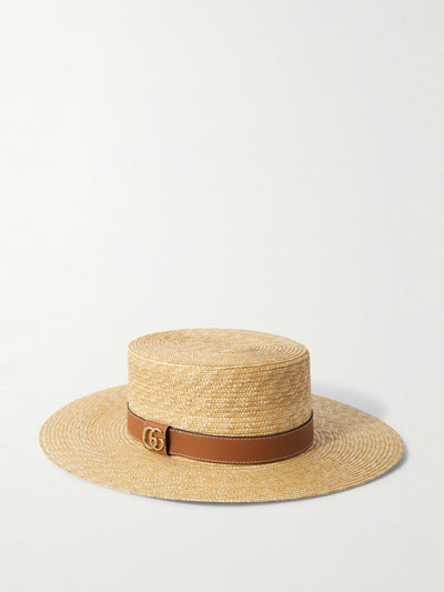 Gucci Leather-trimmed straw hat at Collagerie