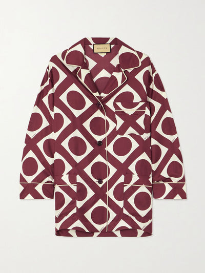 Gucci Piped printed silk-twill shirt at Collagerie