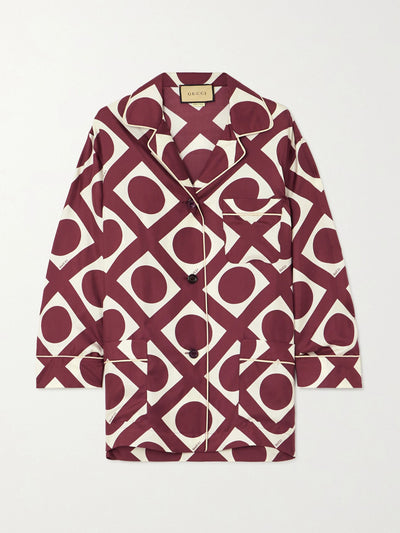 Gucci Burgundy printed silk shirt at Collagerie