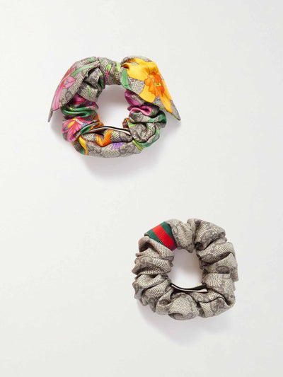 Gucci Printed silk twill hair ties (set of 2) at Collagerie