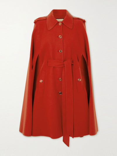 Gucci Cape effect belted wool-blend coat at Collagerie