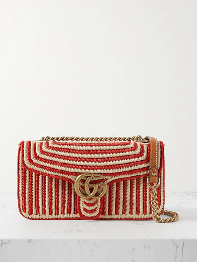 Gucci Two-tone raffia shoulder bag at Collagerie