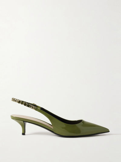 Gucci Signoria embellished patent-leather slingback pumps at Collagerie