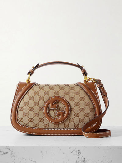 Gucci Blondie leather-trimmed canvas-jacquard shoulder bag at Collagerie