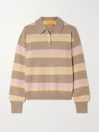 Guest In Residence Striped cashmere polo sweater at Collagerie