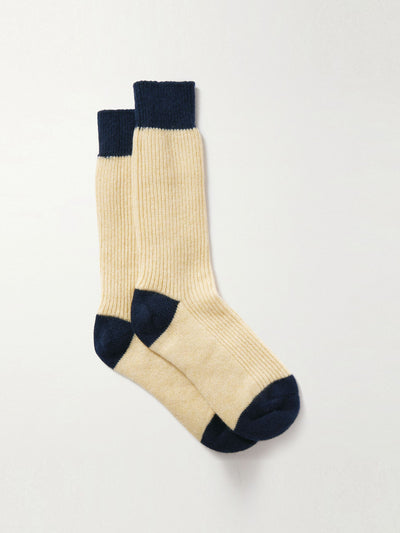 Guest In Residence The Soft two-tone ribbed cashmere socks at Collagerie