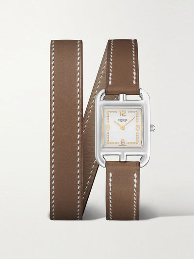 Hermès Timepieces Stainless steel, leather and diamond watch at Collagerie