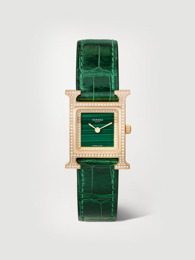 Hermès Alligator malachite and diamond watch at Collagerie