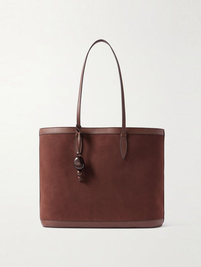 Hunting Season Beaded leather-trimmed suede tote at Collagerie