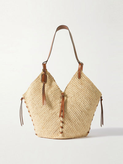 Isabel Marant 25P Tampa leather-trimmed raffia bucket bag at Collagerie
