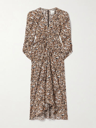 Isabel Marant Albini gathered printed silk-blend midi dress at Collagerie