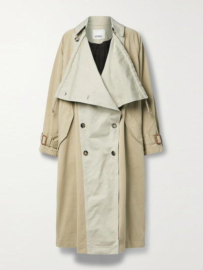 Isabel Marant Ebani two-tone double-breasted cotton-gabardine trench coat at Collagerie