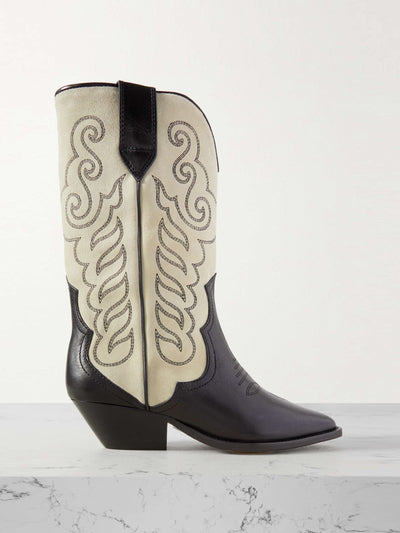 Isabel Marant Leather-trimmed suede cowboy boots at Collagerie