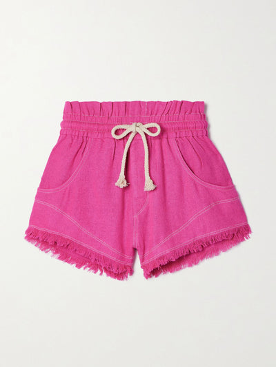 Isabel Marant Étoile Bright pink frayed shorts at Collagerie