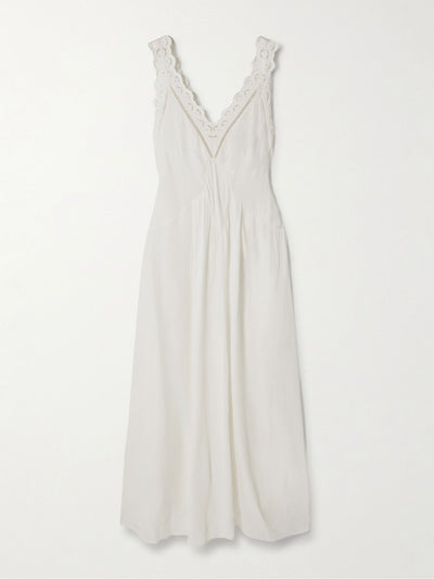 Isabel Marant Freda broderie anglaise-trimmed crepe maxi dress at Collagerie