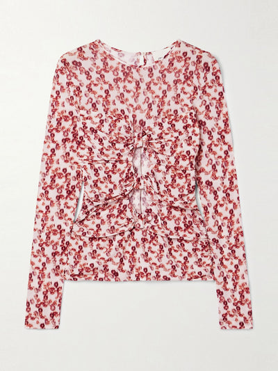 Isabel Marant Gladice ruched cutout floral-print stretch-jersey top at Collagerie
