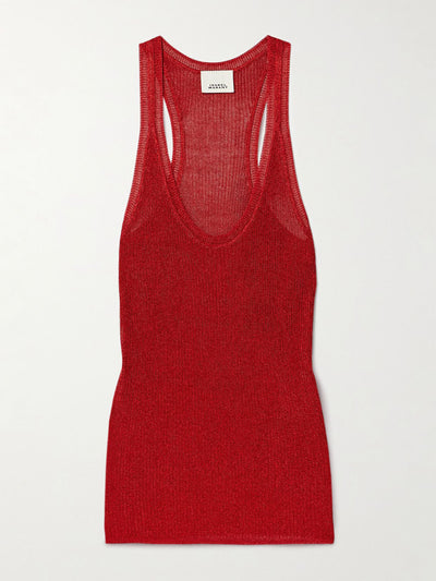 Isabel Marant Joely metallic ribbed-knit tank at Collagerie