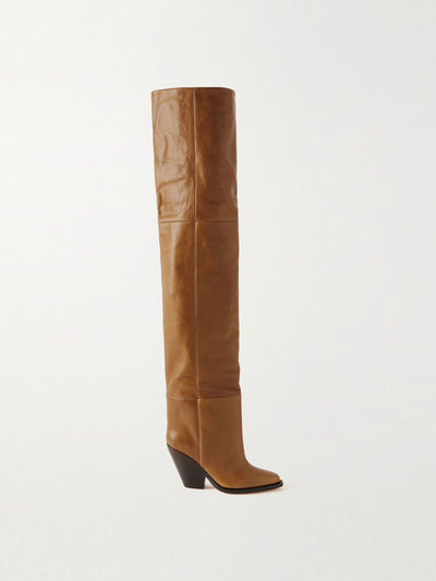 Isabel Marant Brown panelled leather thigh boots at Collagerie