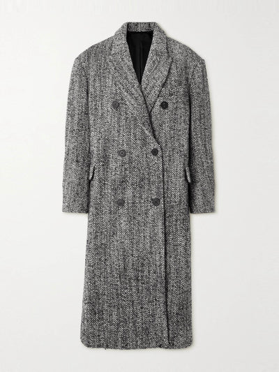 Isabel Marant Oversized double breasted wool blend bouclé coat at Collagerie