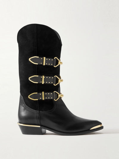 Isabel Marant Mexia studded leather and suede knee boots at Collagerie