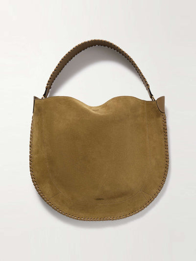 Isabel Marant Oskan whipstitched leather-trimmed suede shoulder bag at Collagerie
