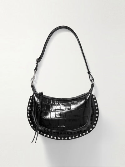 Isabel Marant Oskan Moon studded croc-effect patent-leather shoulder bag at Collagerie