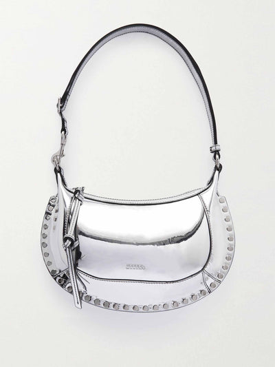 Isabel Marant Oskan Moon studded metallic leather shoulder bag at Collagerie