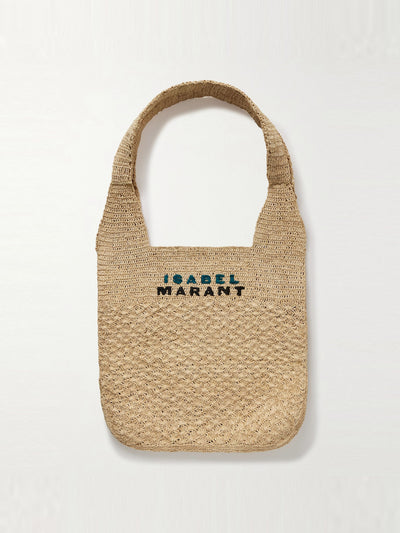 Isabel Marant Praia medium embroidered woven raffia tote at Collagerie