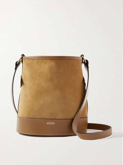 Isabel Marant Samara leather-trimmed suede bucket bag at Collagerie