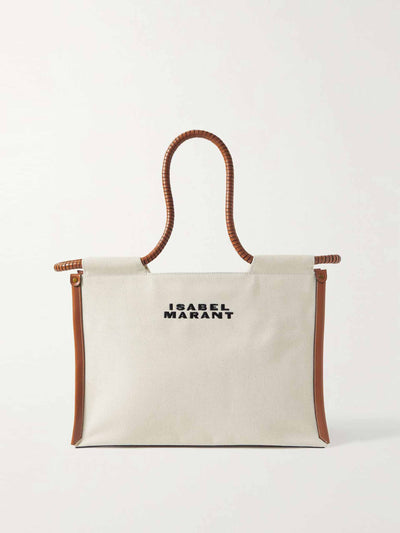 Isabel Marant Leather-trimmed embroidered canvas tote at Collagerie