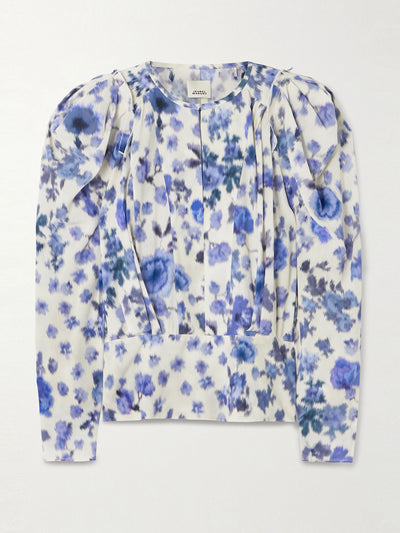 Isabel Marant Zarga pleated floral-print silk-blend blouse at Collagerie