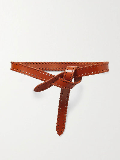 Isabel Marant Brown whipstitched leather Lecce belt at Collagerie