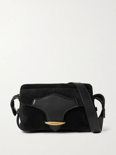 Isabel Marant Black leather-trimmed suede shoulder bag at Collagerie